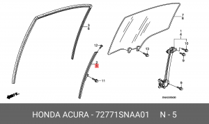 Направляющая стекла двери 72771SNAA01 HONDA