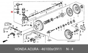 Главный тормозной цилиндр 46100SR3911 HONDA