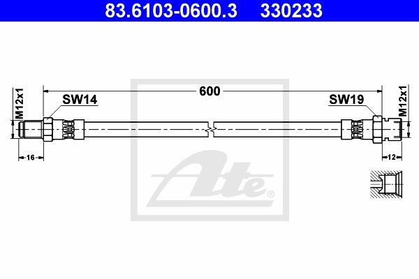 Тормозной шланг 83.6103-0600.3 ATE