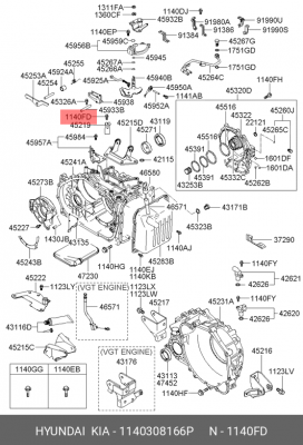 Болт крепления 1140308166P HYUNDAI KIA
