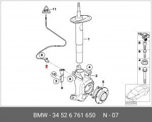 Датчик, частота вращения колеса 34 52 6 761 650 BMW