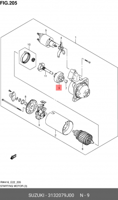 Привод с механизмом свободного хода, стартер 31320-79J00 SUZUKI