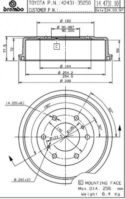 Тормозной барабан 14.4731.10 BREMBO
