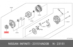 Шкив генератора 23151-6N20B NISSAN