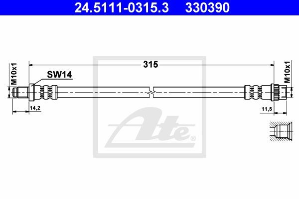 Тормозной шланг 24.5111-0315.3 ATE