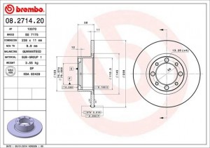Тормозной диск 08.2714.20 BREMBO