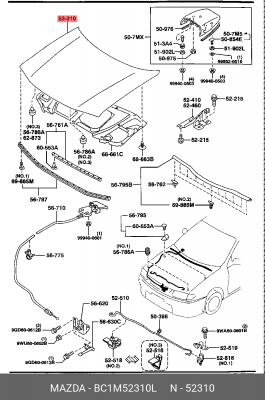 Капот двигателя BC1M52310L MAZDA