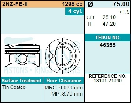 Поршень ДВС 46355050 TEIKIN