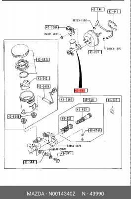 Главный тормозной цилиндр N0014340Z MAZDA