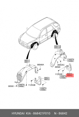 Брызговик 868421F010 HYUNDAI KIA