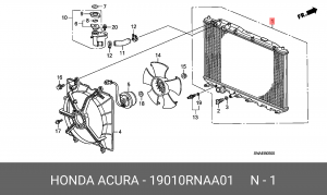 Радиатор, охлаждение двигател 19010-RNA-A01 HONDA