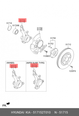 Кулак поворотный 517152T010 HYUNDAI KIA