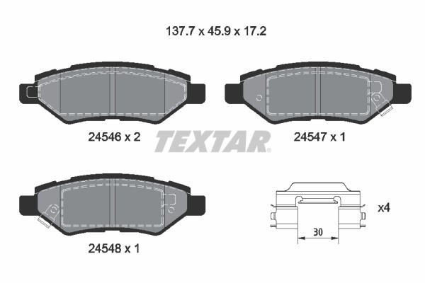 Комплект тормозных колодок, диско 2454601 TEXTAR