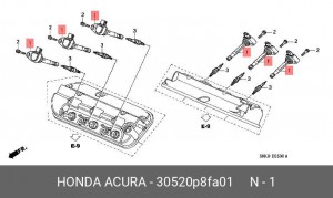 Катушка зажигания 30520P8FA01 HONDA