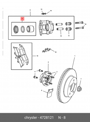 Ремкомплект, тормозной суппорт 472 8121 CHRYSLER