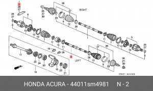 Шарнирный комплект, приводной вал 44011SM4981 HONDA