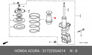 Отбойник амортизатора подвески 51722-S5A-014 HONDA