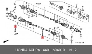 Шарнирный комплект, приводной вал 44011S04010 HONDA