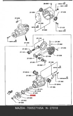 Уплотняющее кольцо, дифференциал T005-27-165A MAZDA