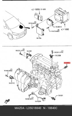 Датчик температуры охлаждающей жидкости L35G-18-840 MAZDA