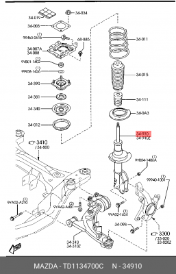 Амортизатор подвески TD11-34-700C MAZDA