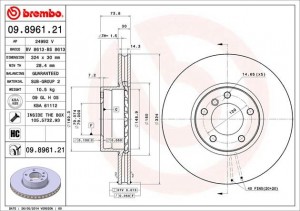 Тормозной диск 09.8961.21 BREMBO