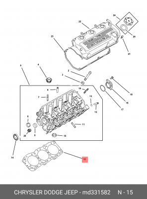 Прокладка, головка цилиндра MD33 1582 CHRYSLER