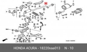 Средний глушитель выхлопных газов 18220SAA013 HONDA