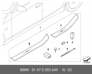 Молдинг порога 51 47 0 302 649 BMW