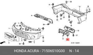 Рамка номерного знака 71506S10G00 HONDA