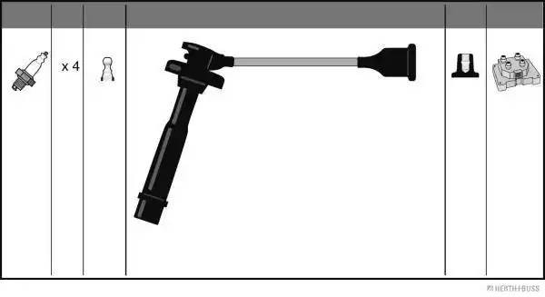 Ккомплект проводов зажигания J5388002 H B JAKOPARTS NIPPARTS