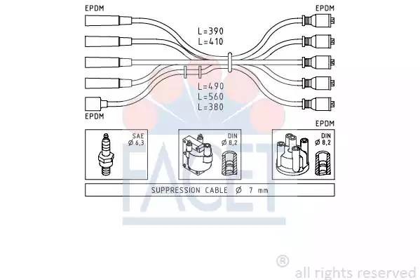 Ккомплект проводов зажигания 4.8429 FACET