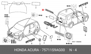 Эмблема 75711S9AG00 HONDA