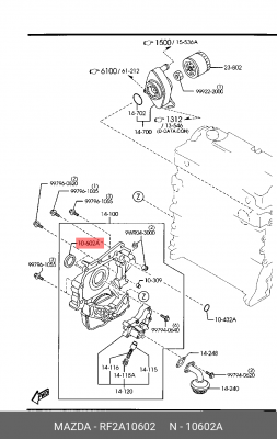 Уплотняющее кольцо, коленчатый вал RF2A10602 MAZDA