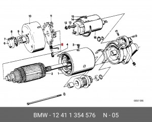 Угольная щетка, стартер 12 41 1 354 576 BMW