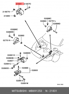 Кронштейн крепления КПП MB691253 MITSUBISHI