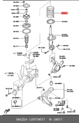 Пружина подвески L09734011 MAZDA
