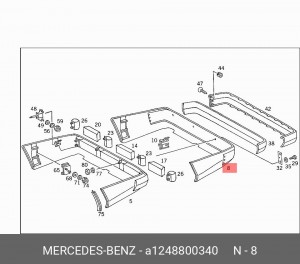 Бампер задний A 124 880 03 40 MERCEDES BENZ