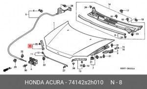Уплотнитель капота 74142S2H010 HONDA