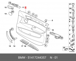 Обшивка двери 51 41 7 244 357 BMW