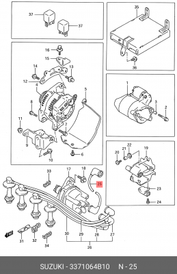 Ккомплект проводов зажигания 33710-64B10 SUZUKI