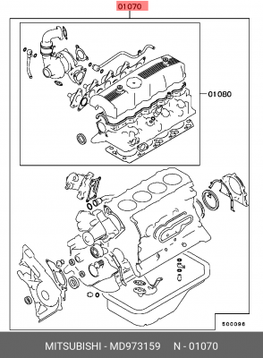 Комплект прокладок, двигатель MD973159 MITSUBISHI