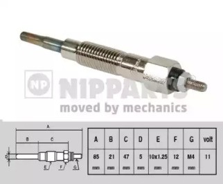 Свеча накаливания J5711025 H B JAKOPARTS NIPPARTS
