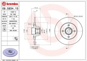 Тормозной диск 08.5834.15 BREMBO