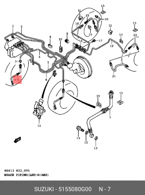 Шланг тормозной 51550-80G00 SUZUKI
