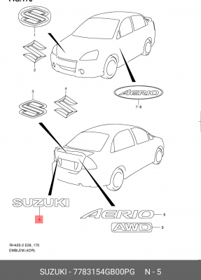 Эмблема 7783154GB00PG SUZUKI