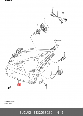 Основная фара 35320-86G10 SUZUKI