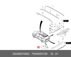 Накладка под задний фонарь 7969009100 SSANG YONG