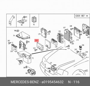 Блок управления, динамики тормоза / движения A0195454632 MERCEDES BENZ