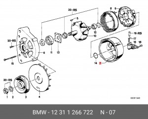 Подшипник контактного кольца, генератор 12 31 1 266 722 BMW